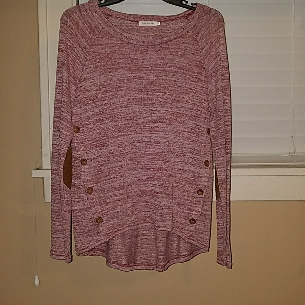Women's Size M Maroon Sweater w/ Brown Elbow pads